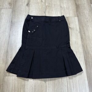 NWT Diesel Vintage Y2K Cargo Utility A-Line Button Front Skirt Pockets Black
